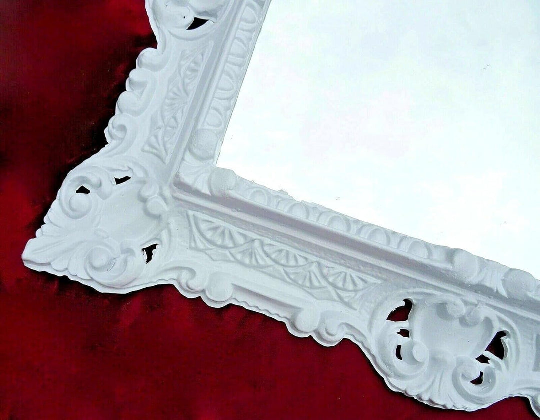 Wandspiegel Weiss mit Konsole Barock Antik 45x38 Flurspiegel Badspiegel mit Ablage Wanddeko Prunkspi