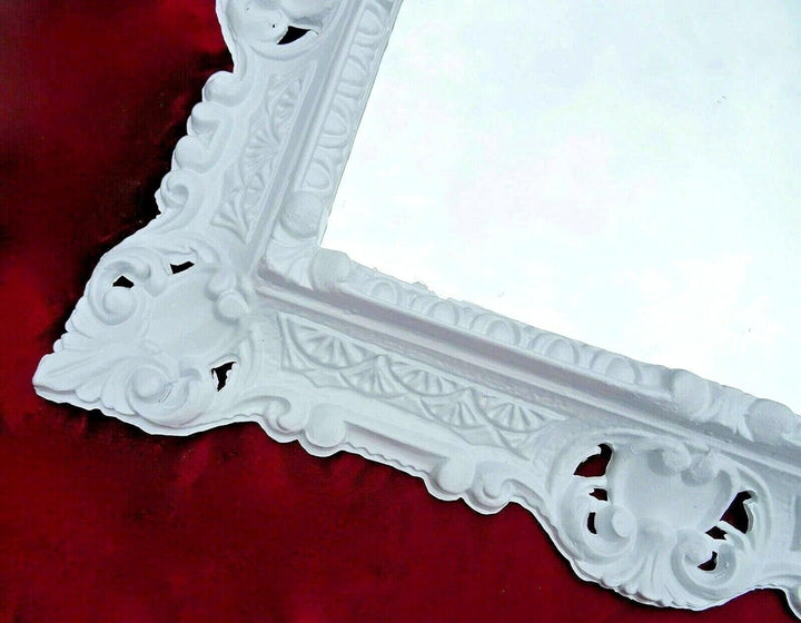 Wandspiegel Weiss mit Konsole Barock Antik 45x38 Flurspiegel Badspiegel mit Ablage Wanddeko Prunkspi