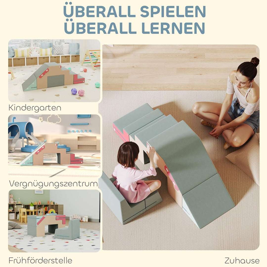 AIYAPLAY Kinder Schaumstoff Bausteine 2er Set Softbausteine Riesenbausteine Grossbausteine mit Samto