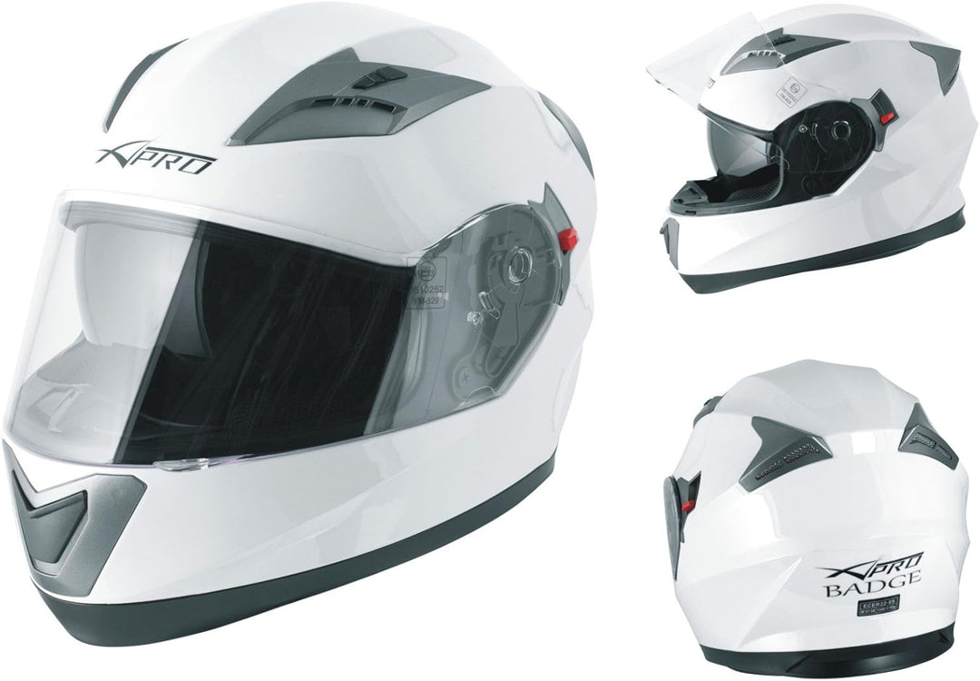 Integralhelm Motorradhelm Rollerhelm Anti-Kratz-Visier Touring Sport 57-58 cm ( M) Weiss, 57-58 cm (