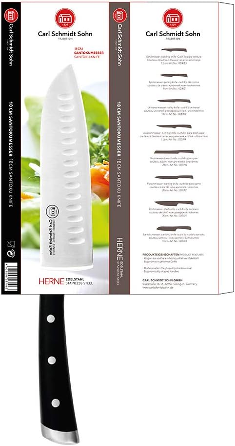 Carl Schmidt Sohn 037963 Herne Santokumesser 18 cm, 18/10 Edelstahl, schwarz, 26 x 11,3 x 1,4 cm 18