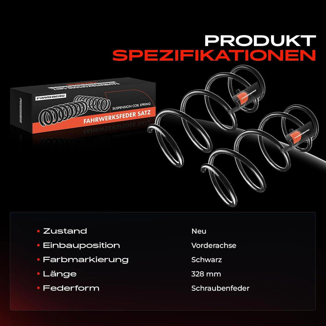 Frankberg 2x Federn Fahrwerksfeder Vorderachse Kompatibel mit KA RU8 1.2L 2008-2016 Replace