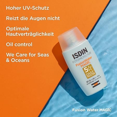 ISDIN Pack FusionWater MAGIC LSF 50, ultraleichte Sonnencreme für das Gesicht mit Wasserformel, 50 m
