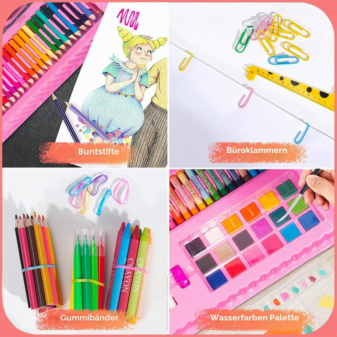 Luxus-Gemäldekoffer, 240 Stück, Zeichnung-Kits mit dreiseitigem Staffelei, Kunstspiel-Etui für Anfän