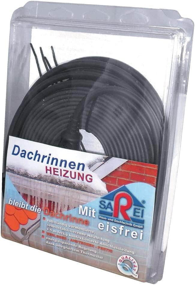 Sarei Dachrinnenheizung zum Frostschutz | Wasserfeste Rohrbegleitheizung | Heizkabel mit 5m Länge |