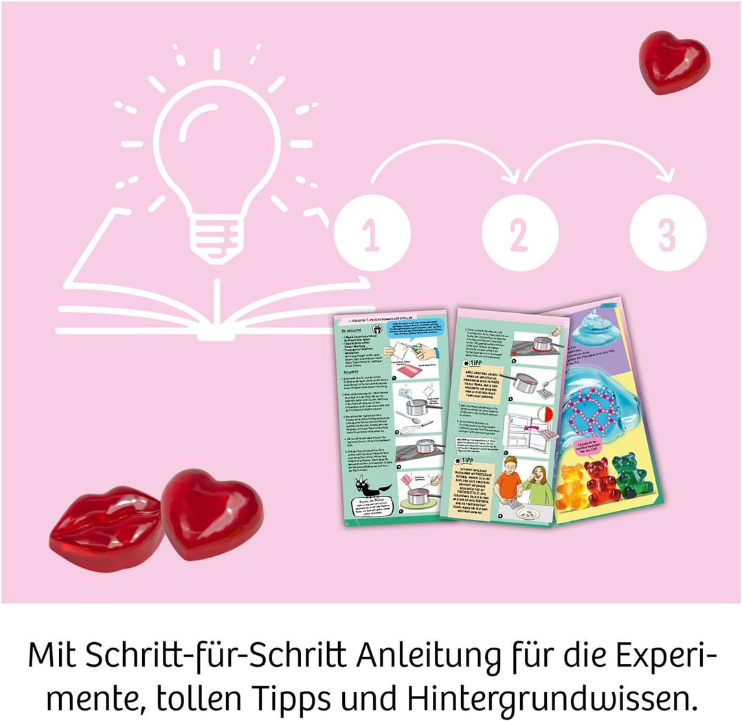 KOSMOS 654344 Fun Science Fruchtgummi Labor Love & Hearts – Experimentierkasten zum Fruchtgummi selb