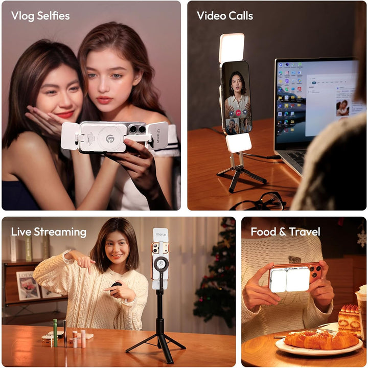 ULANZI GL01 [2026 Aktualisierte] Magnetische Selfie Licht für iPhone, Magnet LED Handy licht mit Zwe