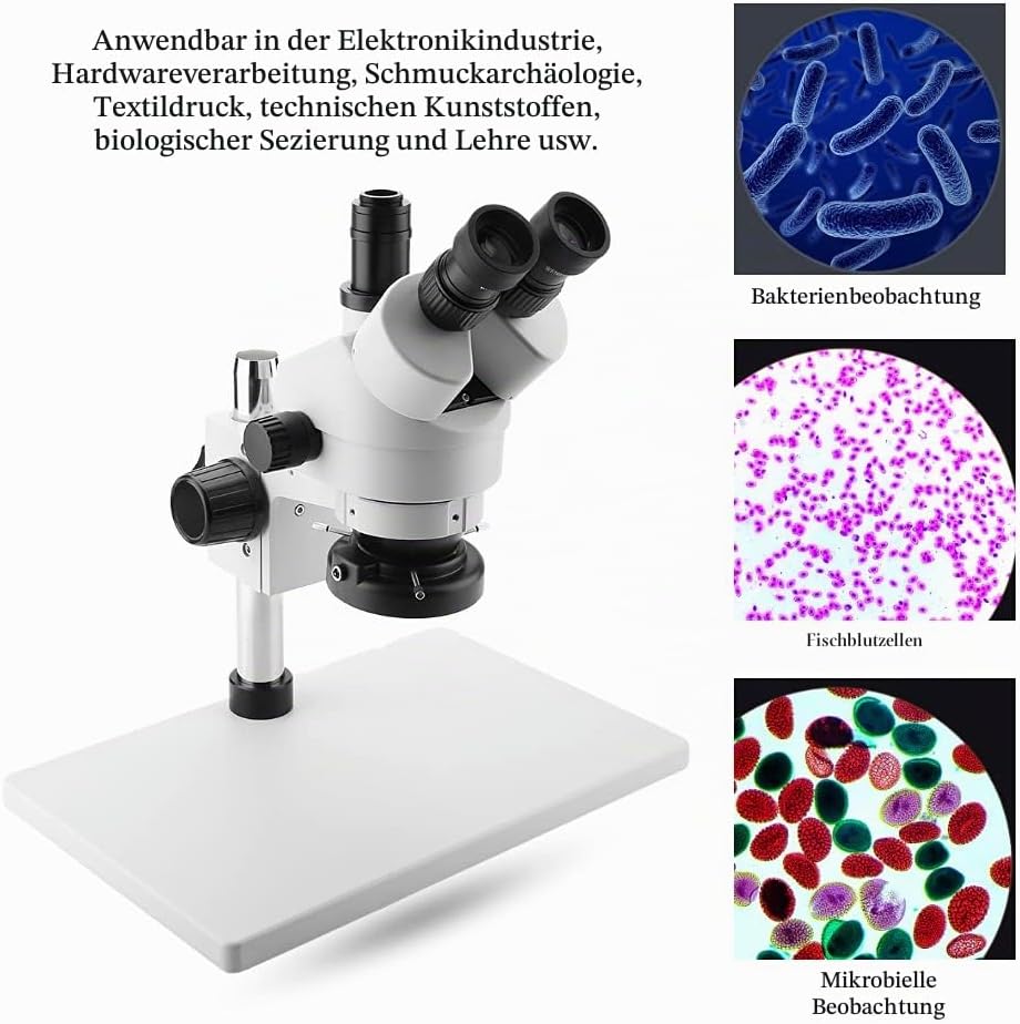 3,5X-90X Trinokular-Stereo-Zoom-Mikroskop Einstellbarer Tri-Vision-Arbeitsabstand von 30 bis 165 mm