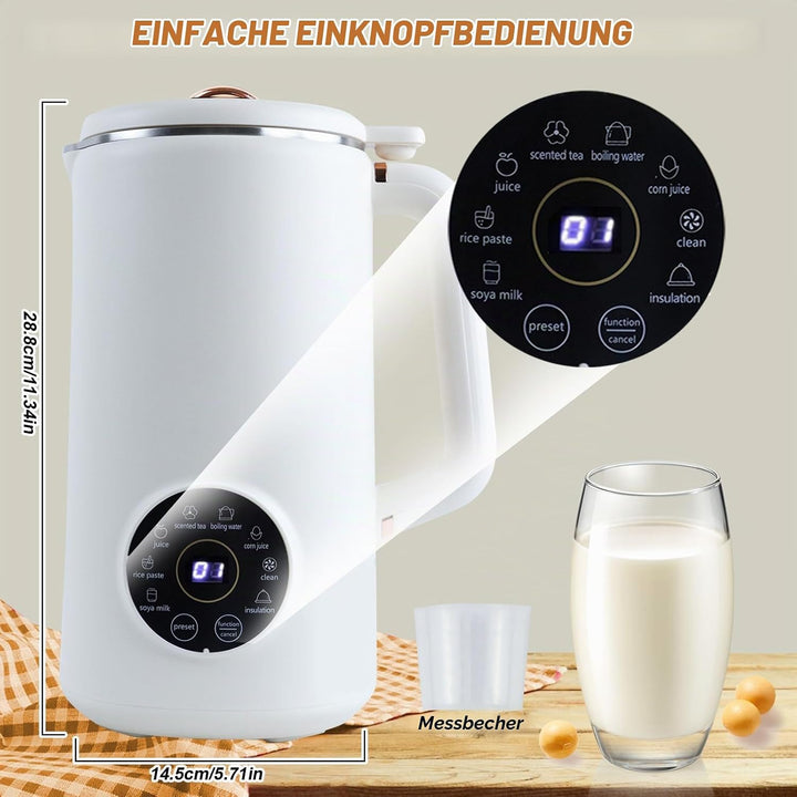 Sojamilch Hersteller, 1000ml Entsafter Sojamilch Maschine mit 10 Klingen Hafermilch Maschine mit Ver