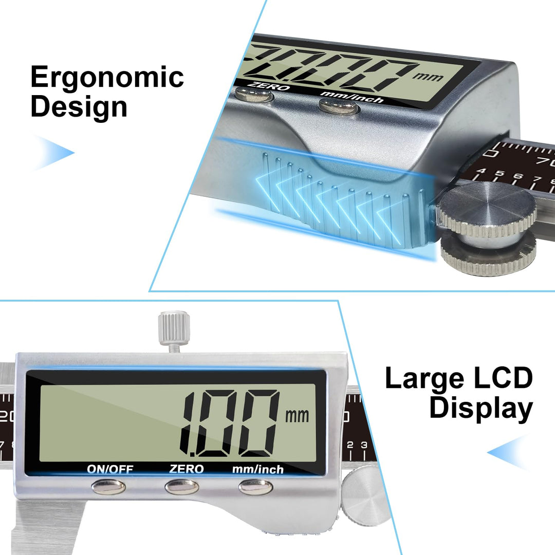 KETOTEK Messschieber Digitale, 150mm Schieblehre Digital Edelstahl mit Grossem LCD Display, Messlehr