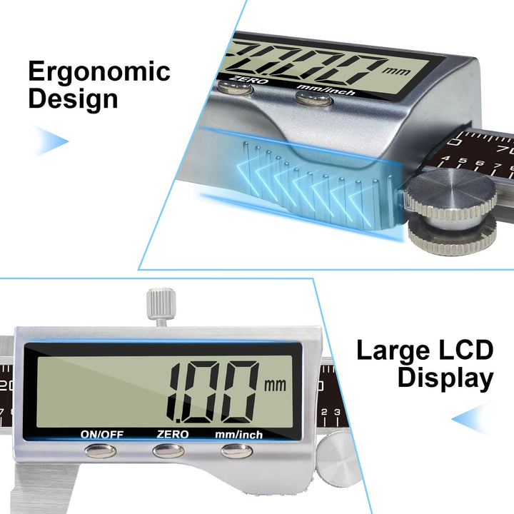 KETOTEK Messschieber Digitale, 150mm Schieblehre Digital Edelstahl mit Grossem LCD Display, Messlehr
