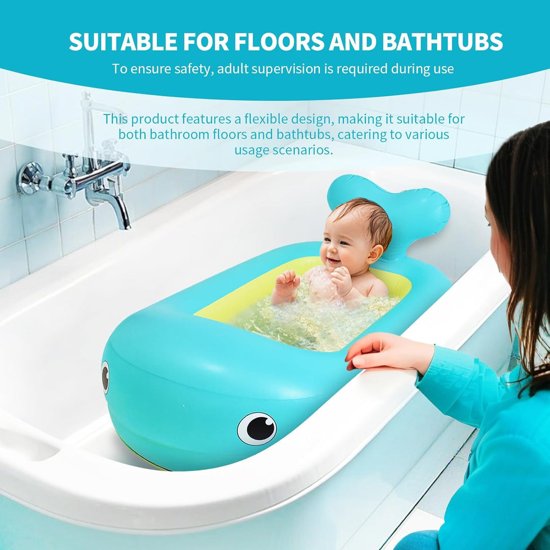 Aufblasbare Baby-Badewanne im Wal mit Rückenstütze und Tier-Design, geräumige, tragbare faltbare Bad