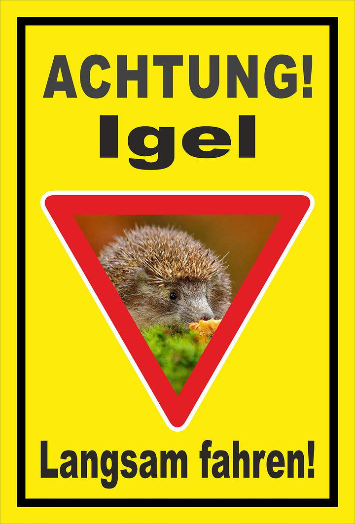 Melis Folienwerkstatt Schild Igel - langsam Fahren - 60x40cm - 3mm Aluverbund – 20 VAR S00359-157-C