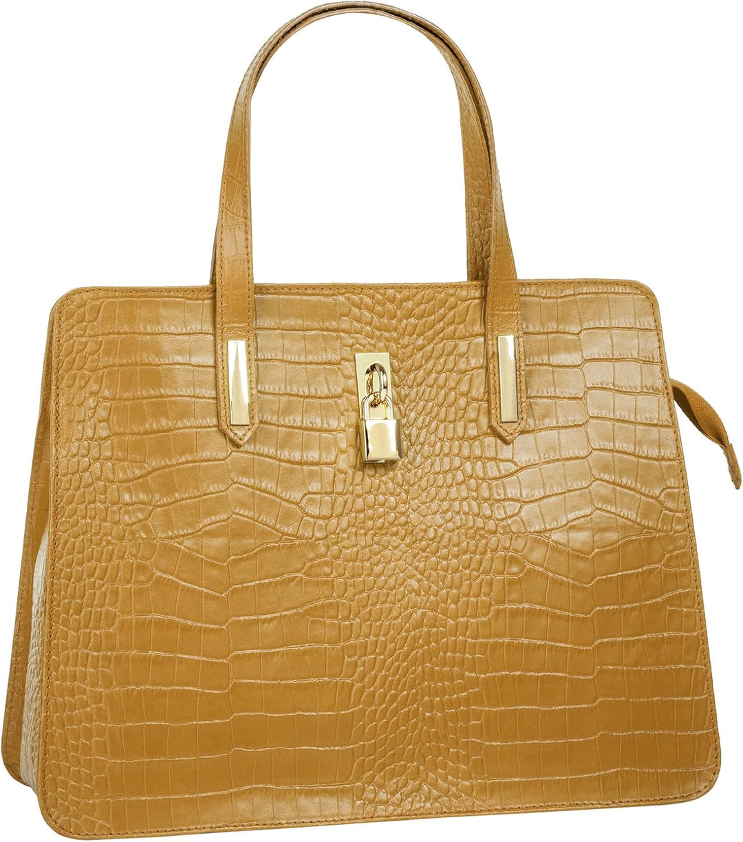Cluty Handtasche Echt Leder Damen - 021321 Gelb, Gelb