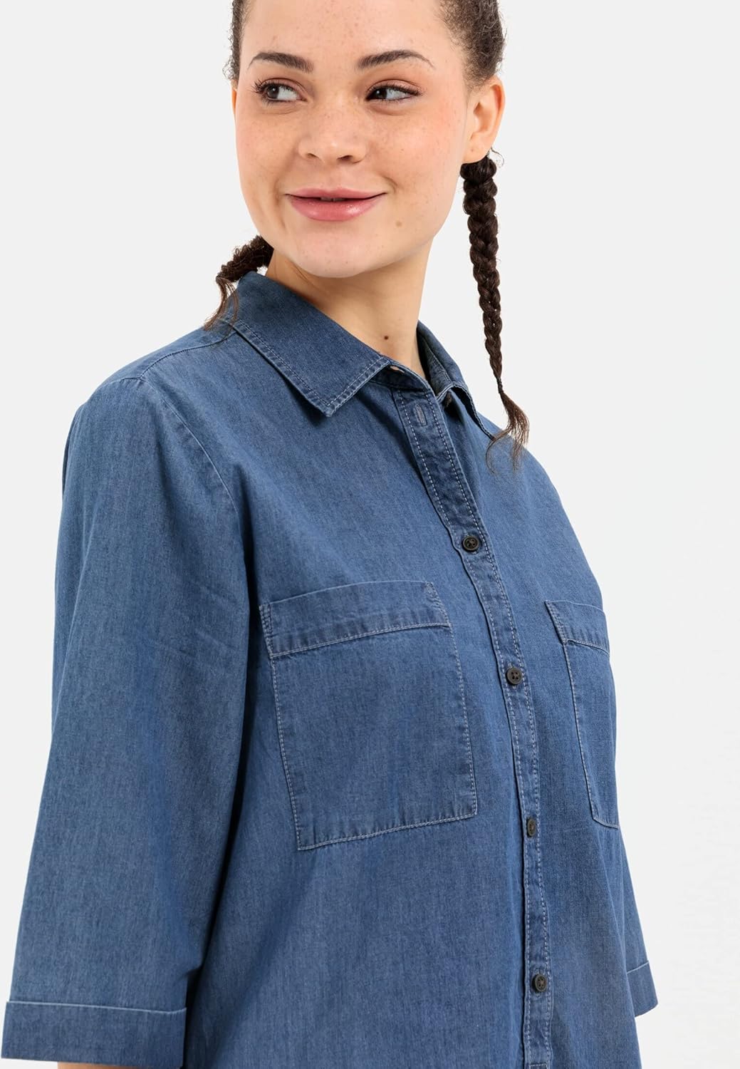 camel active Damen Denim-Kleid aus Organic Cotton XS Blau, XS Blau