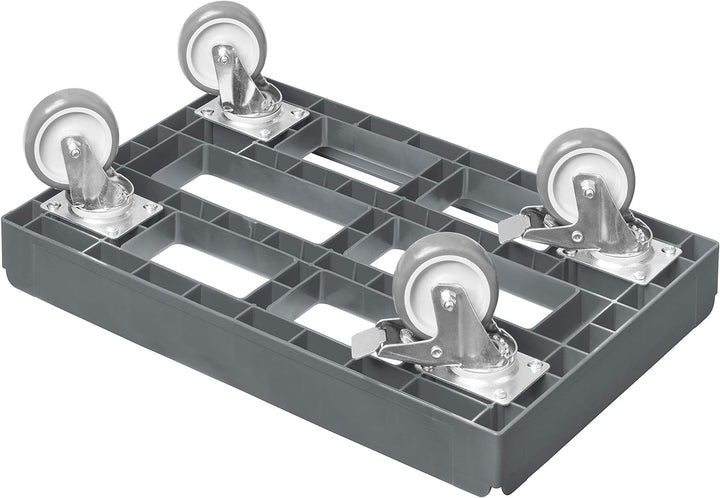 5 Stück Transportroller für Kisten 60 x 40 cm mit 2 Bremsen in grau