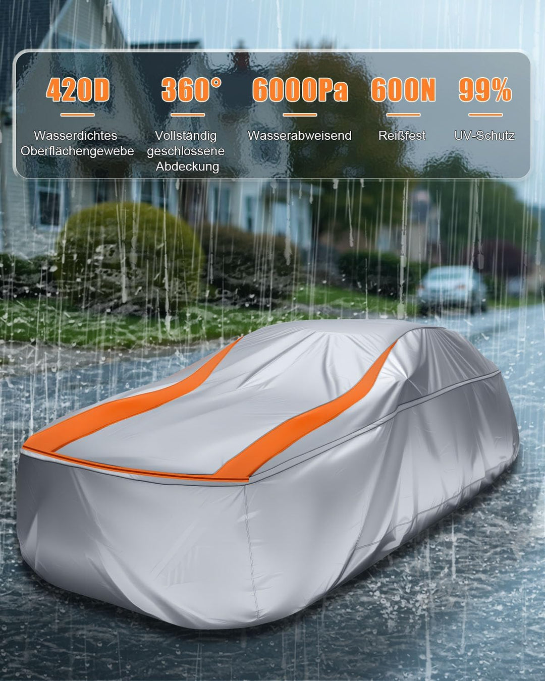 Vollständig Geschlossene Auto Abdeckplane für SUV 435-465cm 435-465cm SUV/Schrägheck Silber, 435-465