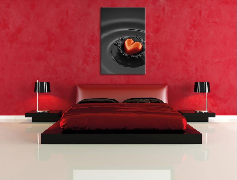 Pixxprint Rotes Herz in Schokolade als Leinwandbild/Grösse: 100x70 / Wandbild/Kunstdruck/fertig besp