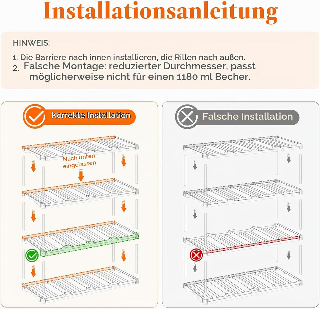 Lifewit Stapelbarer Flaschenorganizer aus Kunststoff für Zuhause, Tumbler- und Becherhalter, Transpa