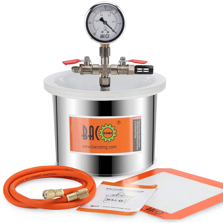 BACOENG 6.8 Liter Vakuumkammer Edelstahl Vakuum Entgasungskammer (Durchmesser 22CM, Höhe 15CM) 6.8L,