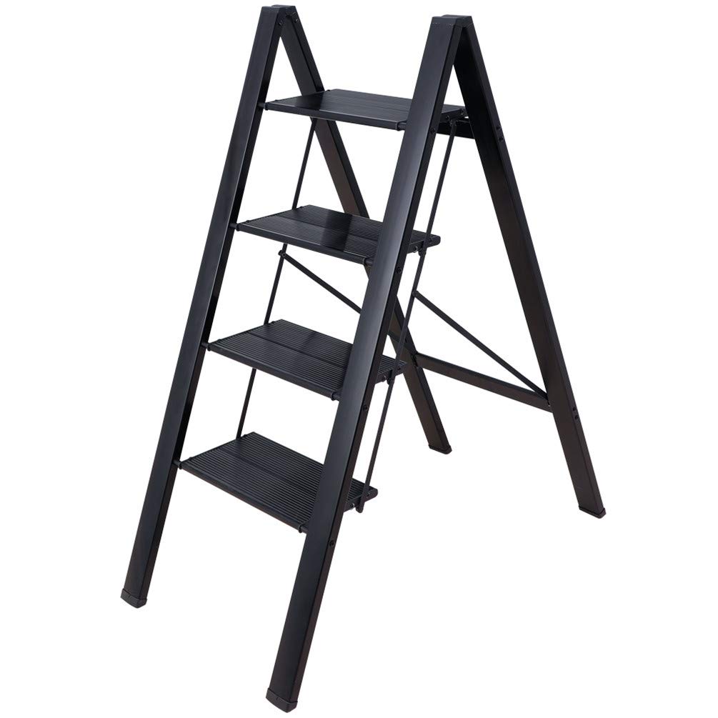 BAOYOUNI Trittleiter, Leicht, Klapptrittleiter, Aluminium Sicherheits Stehleiter, mit rutschfeste Br