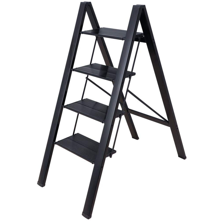 BAOYOUNI Trittleiter, Leicht, Klapptrittleiter, Aluminium Sicherheits Stehleiter, mit rutschfeste Br