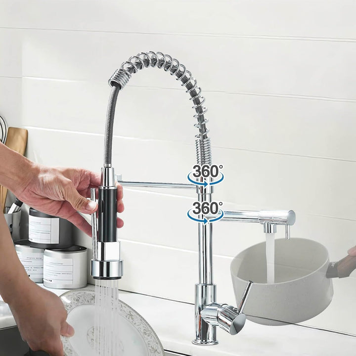 Wasserhahn Küche Ausziehbar Küchenarmatur mit Zwei Auslauf & Zwei Strahlarten 360° drehbar Mischbatt