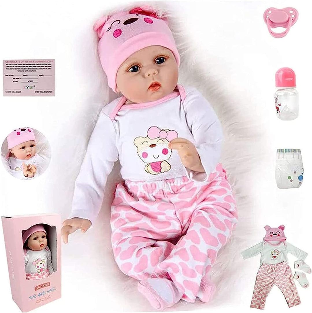 ZIYIUI 55cm 22Zoll Reborn Babypuppe wie Echtes Baby Weiche Silikon Vinyl echt Babypuppen Lebensechte
