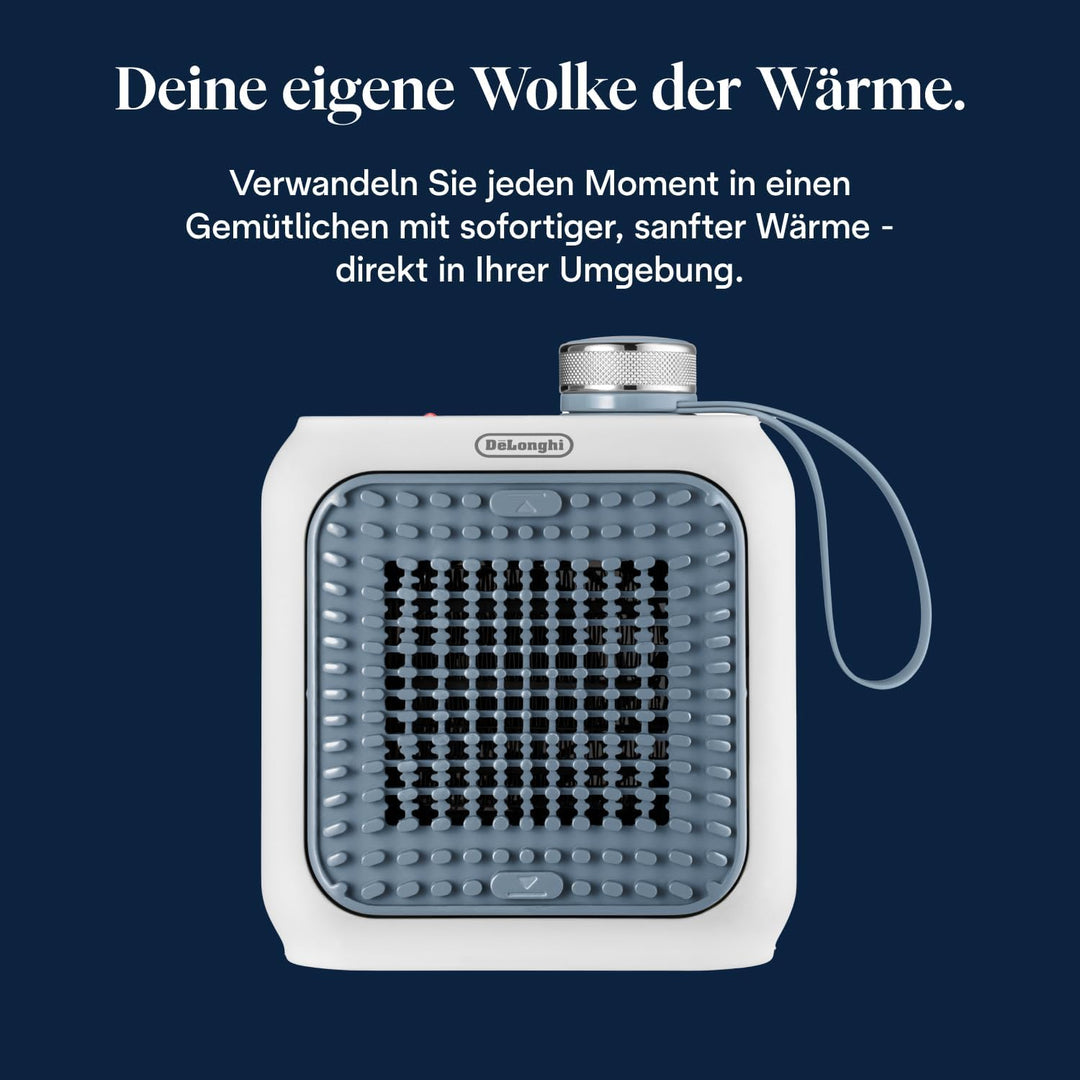 De'Longhi Capsule Desk Keramik-Heizlüfter HFX10B03.LB, leiser Mini-Schnellheizer, ausrichtbarem Gitt