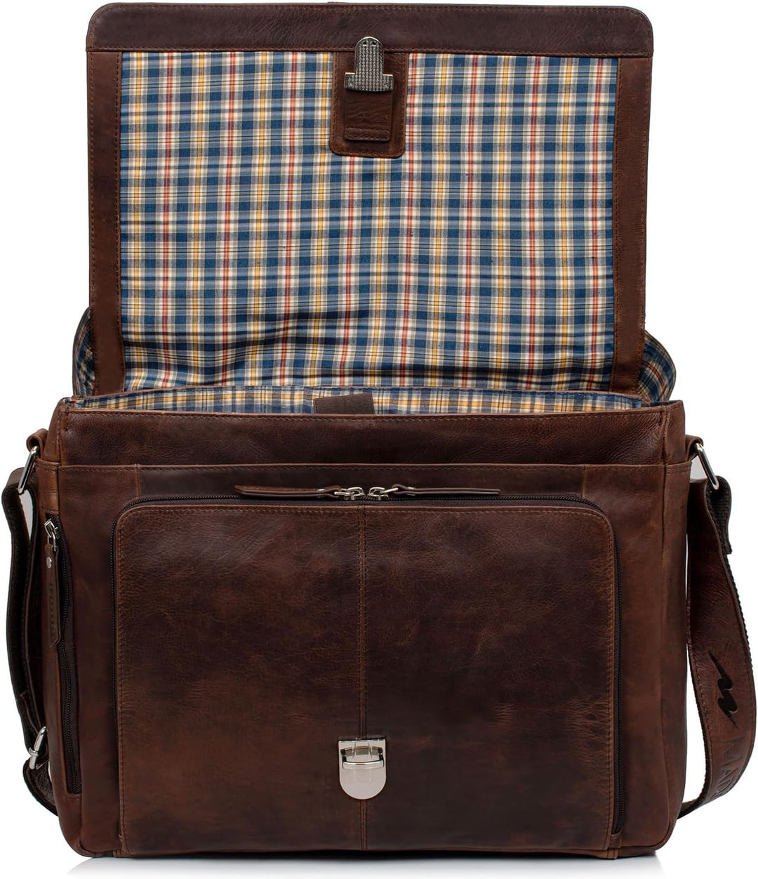 Marc Peter® Bergen leder Umhängetasche für Herren Damen | 15.6 Zoll Laptoptasche | Aktentasche aus e