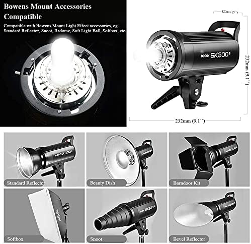 GODOX SK300II Studioblitz Profi Blitzkopf 300W GN58 Einstelllicht 150W Studio Strobe Bowens Blitz Bl