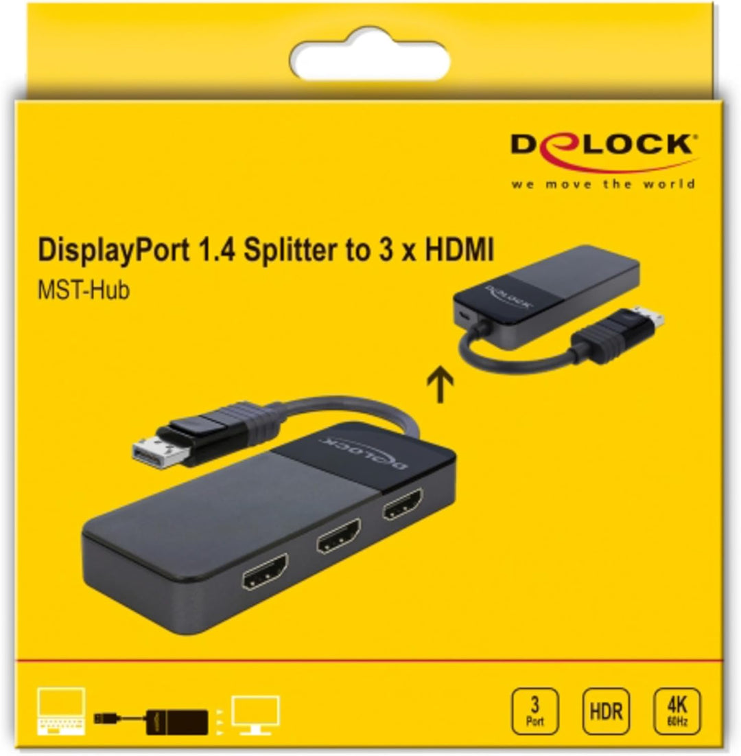 Delock DisplayPort 1.4 Splitter 1 x DisplayPort zu 3 x HDMI MST