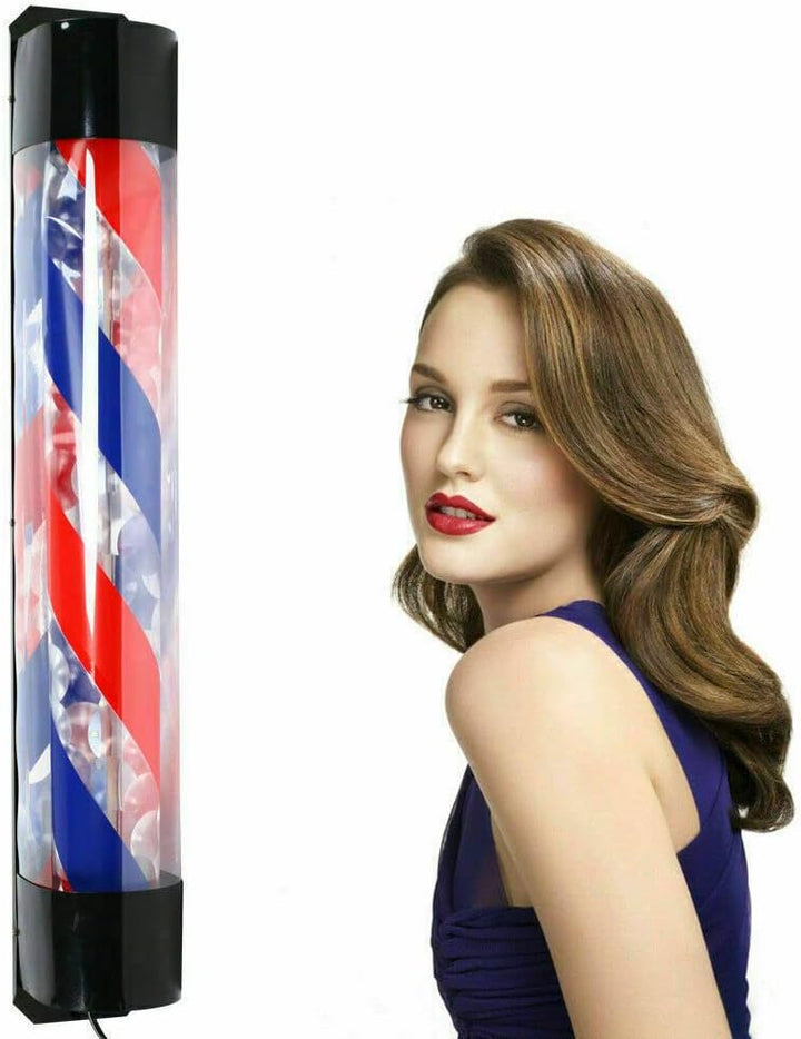 Barber Pole Light Streifen Rotierender LED Rot Weiss Blau Hair Sign Licht Friseursalon 36" für Frise