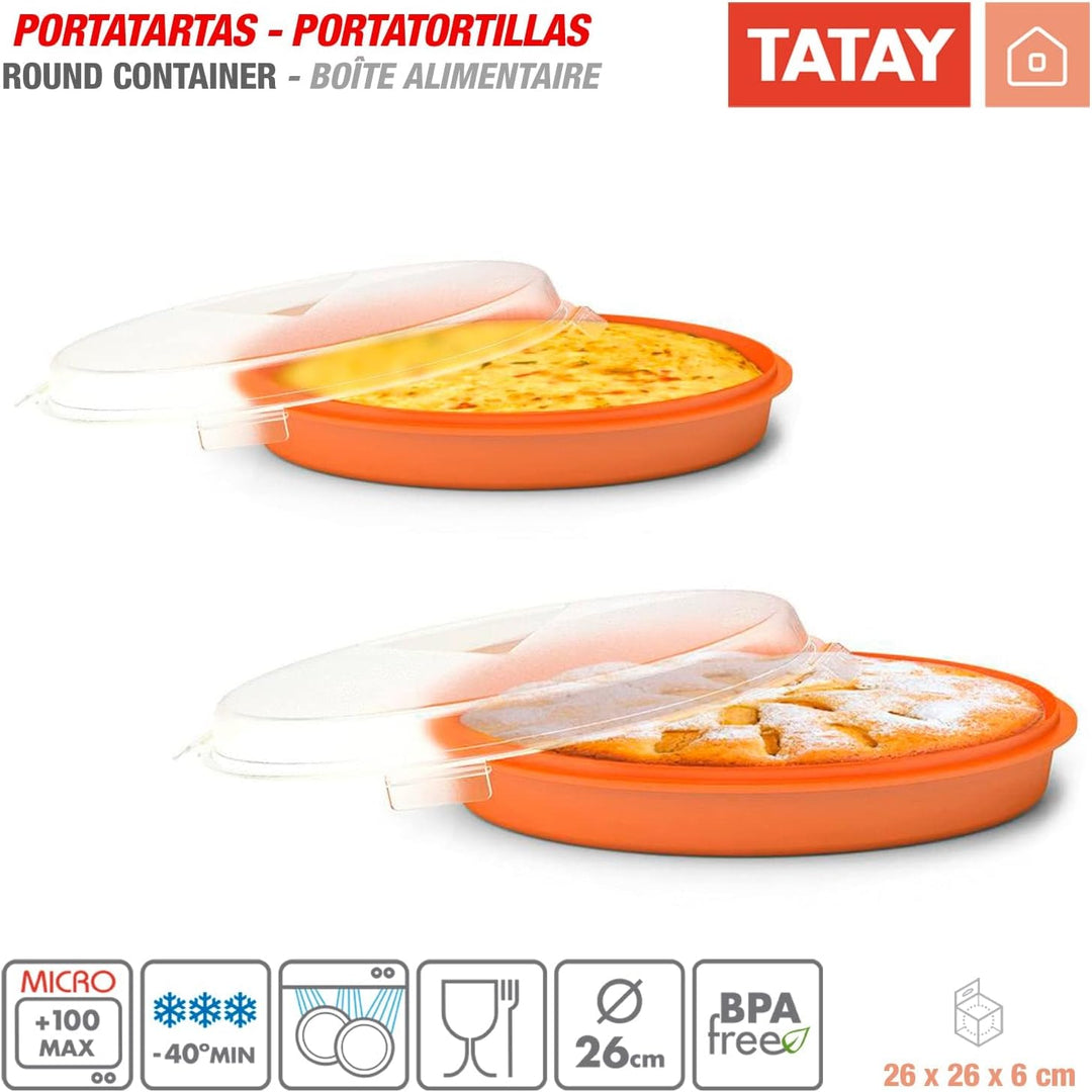 TATAY - Set von 2 Kuchen / Omelette Träger / Kuppel von 26 cm Durchmesser, Blaue Türkis und Orangenf