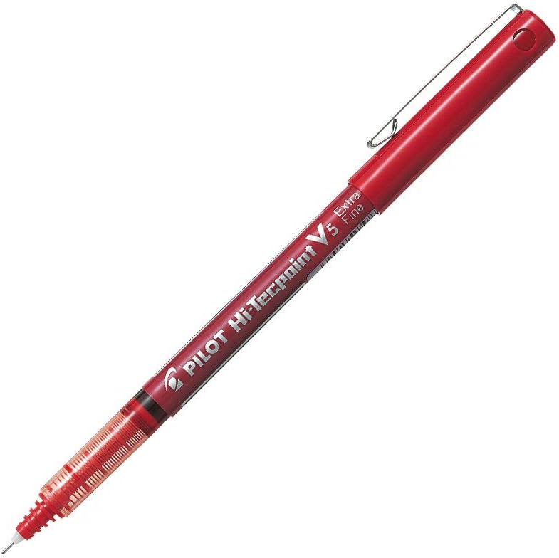 Pilot V5 Tintenroller mit Nadelspitze 0,5 mm Schreibspitze 0,3 mm Strichbreite 12 Stück rot rot 12 S