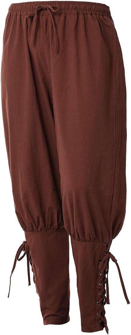 COSDREAMER Herren Mittelalterhose Wikinger Piraten Kostümhose Braun XXL XXL Braun, XXL Braun