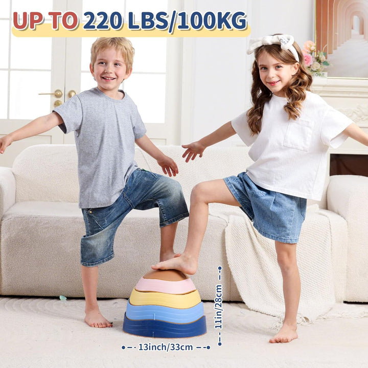 KidBloom Balanciersteine für Kinder, Geschenk Mädchen & Junge 2 3 4 5 Jahre | Rutschfest,5 Stapelste