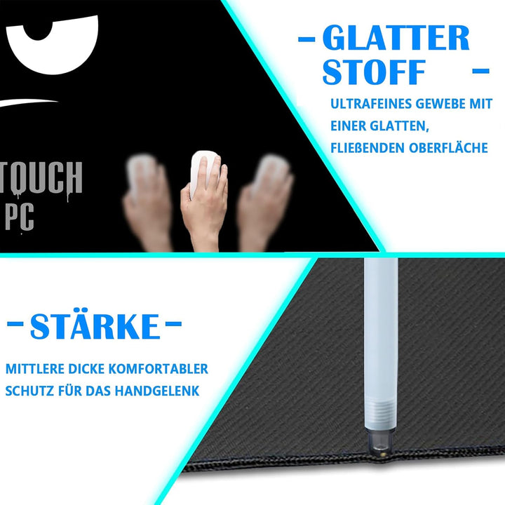 Gaming Mauspad - Mousepad 900 x 400 × 3 MM - XXL Mousepad gross mit Motiv Rutschfestem Gummiboden, v