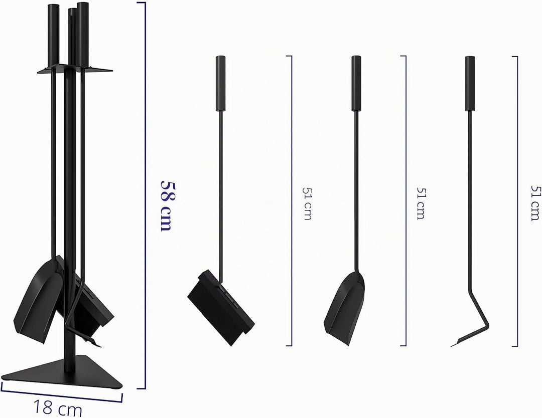 Kingson Kaminbesteck-Set mit Schaufel, Schürhaken und Bürste, 58 cm hoch, ideal für Holzofen und Kam