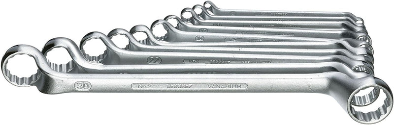 GEDORE Doppelringschlüssel Satz, 10-teilig, 6-32 mm, gekröpft, geschmiedet, Premium Handwerkzeug-Set