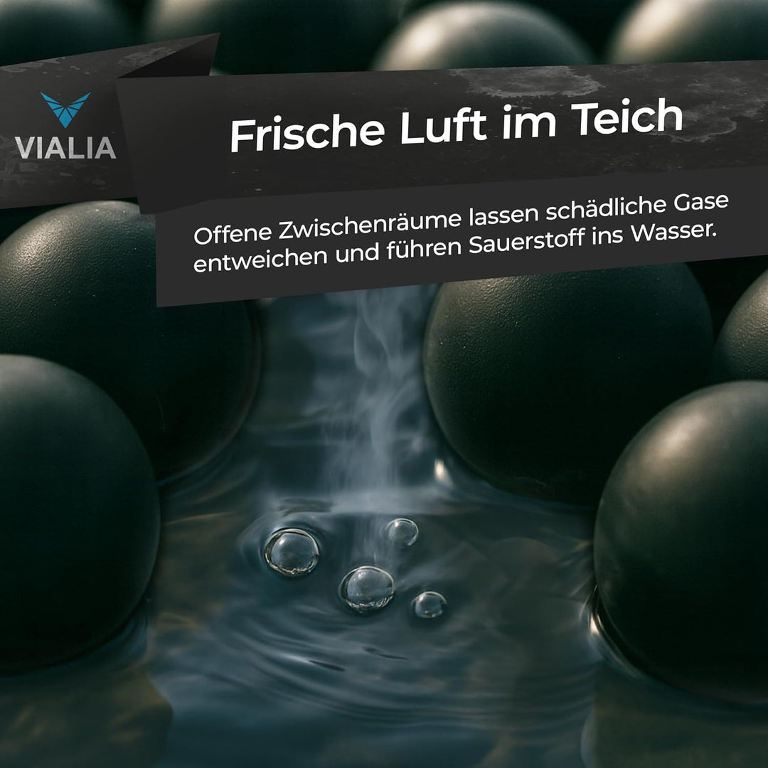 PE Bälle schwarz Ø 70 mm, 650 Stück, ca. 3 m², Teichabdeckung Winter, Schwimmkugeln mit Aufbewahrung