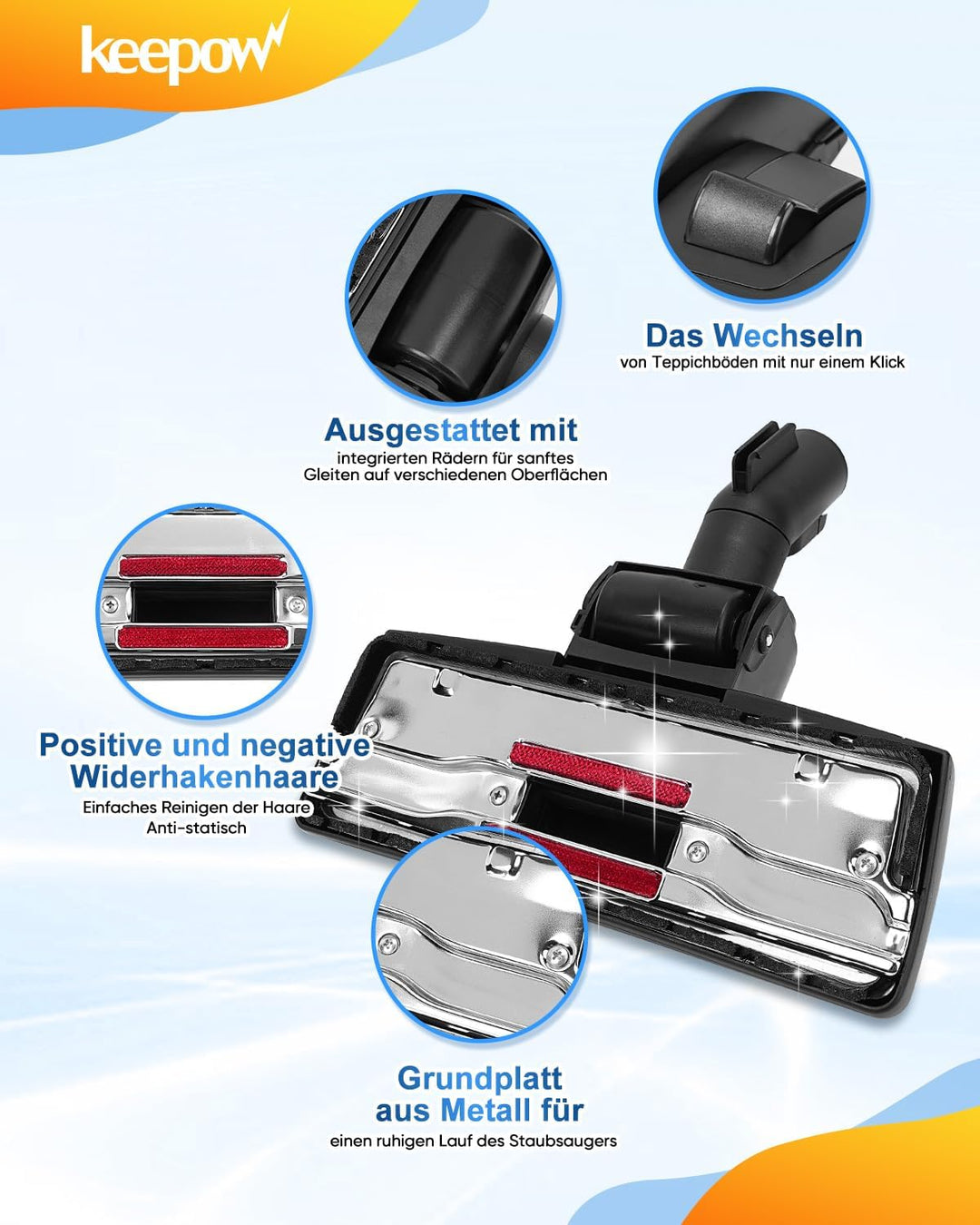 KEEPOW 35mm Universal Staubsaugerdüse Staubsauger Bodendüse für Miele S1/S2/S4/S5/S6/S8 Staubsauger,