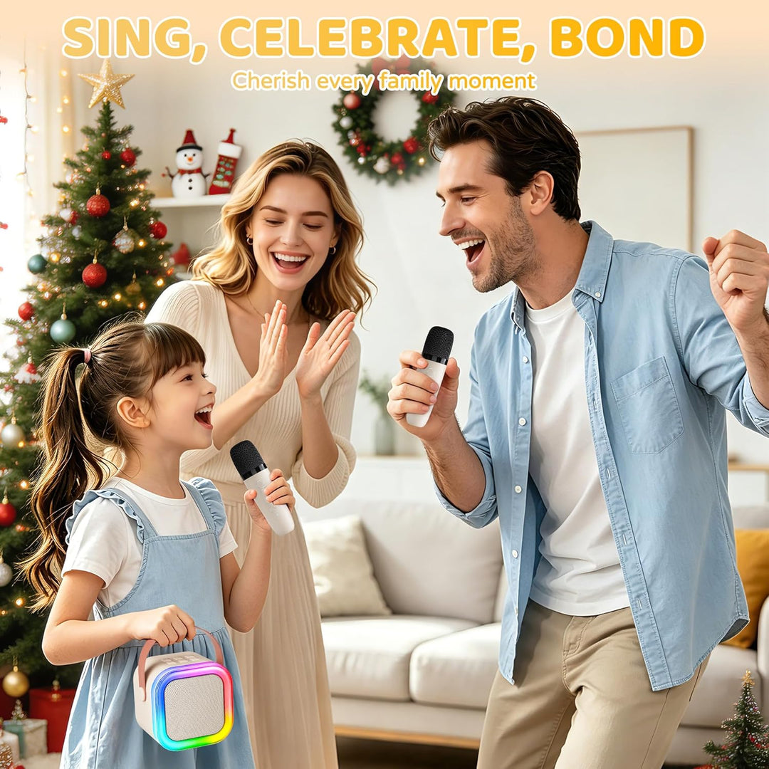 Karaoke Maschine für Kinder,Mini Karaoke Maschine mit 2 kabellosen Mikrofonen,Geburtstagsgeschenk fü
