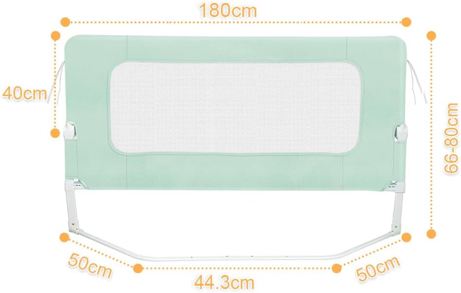 Bettschutzgitter mit Verstellbarer Gurte,Rausfallschutz Bett 180° faltbar für Boxspringbett, Bettgit