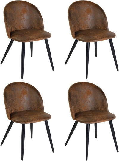 Esszimmerstuhl, 4er-Set moderne Küchenstühle aus Wildleder mit weicher Polsterung Grosse Rückenlehne