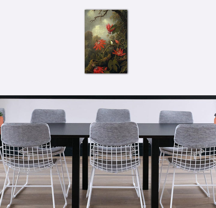Printed Paintings Leinwand (60x80cm): Martin Johnson Heade - Kolibri und Passionsblumen 60x80 cm, 60