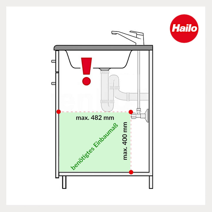 Hailo Abfallsammler Tandem 3666101 | Abfalleimer für Schränke ab 300 mm Breite mit Drehtür | Einbau