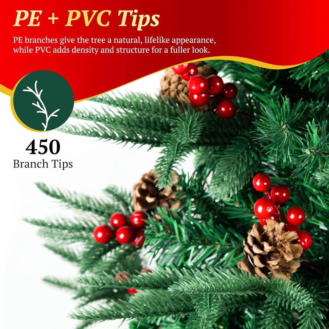 AGM 5ft/1.5M Weihnachtsbaum mit 1.2M 240LEDs, 450 Spitzen künstlicher Weihnachtsbaum mit gemischten