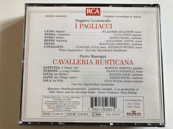 Leoncavallo: I Pagliacci/Mascagni: Cavalleria Rusticana (Gesamtaufnahme(ital.)), Audio-CD