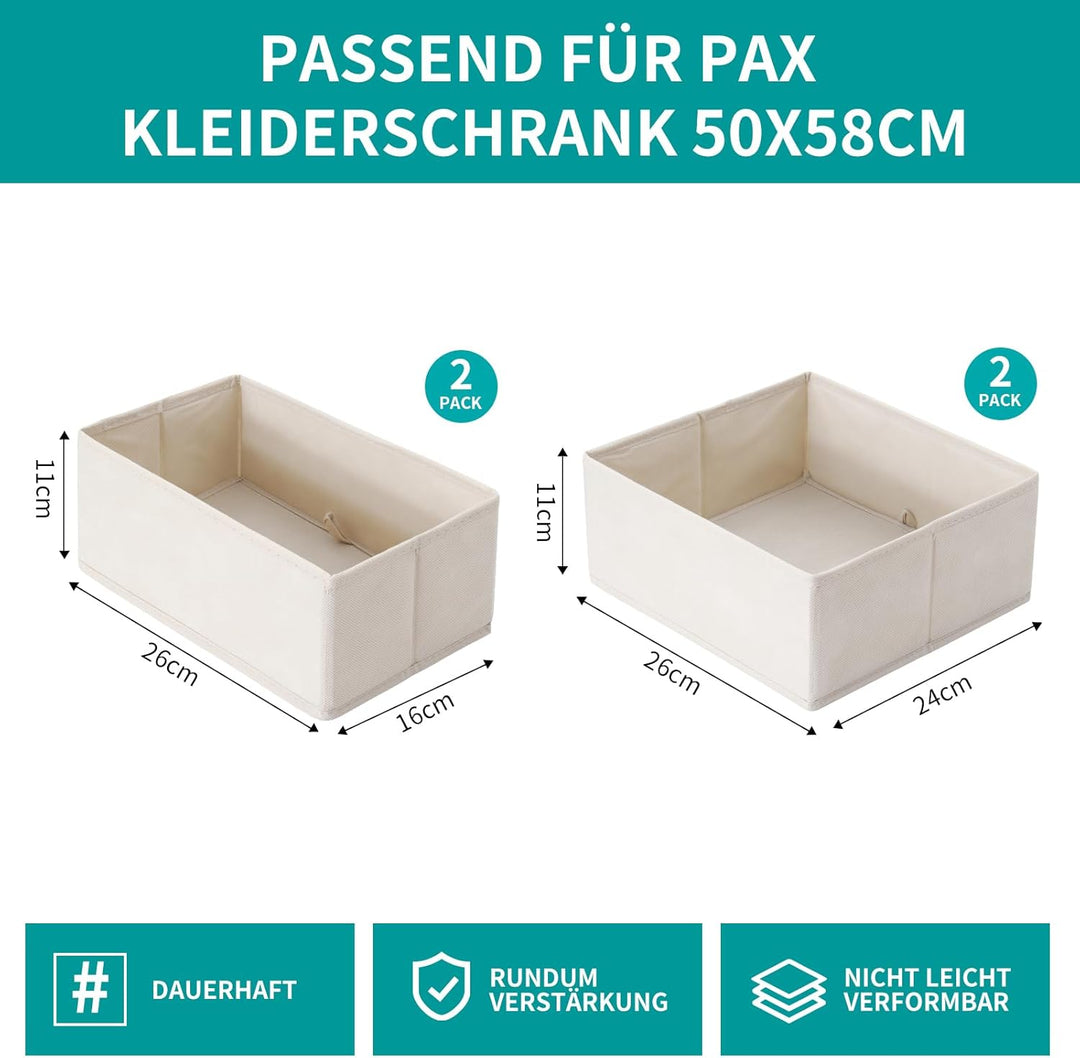 6er Set Schubladen Organizer kompatibel mit PAX Kleiderschrank 75x58 cm, Faltbar Stabil, Aufbewahrun